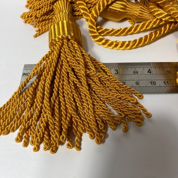 Bullion Gold Drapery Curtain Chair Tie Back 108 Spread Rope 5" Tassel Set of 4 - Picture 8 of 14